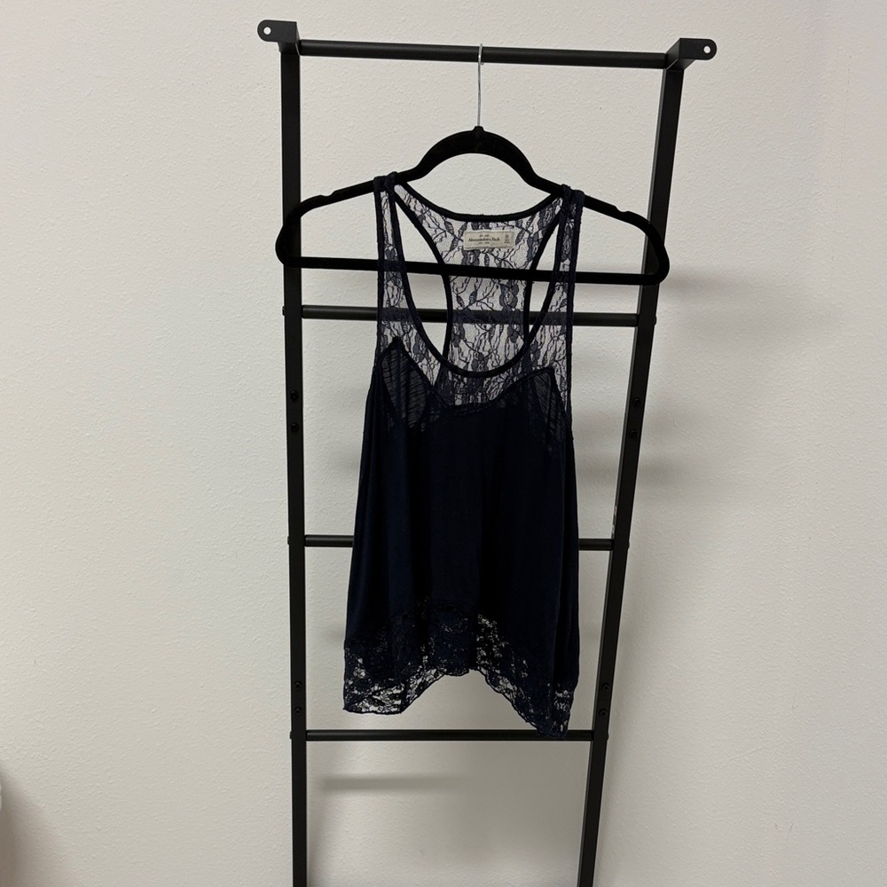 Abercrombie & Fitch Navy Lace Detail Top